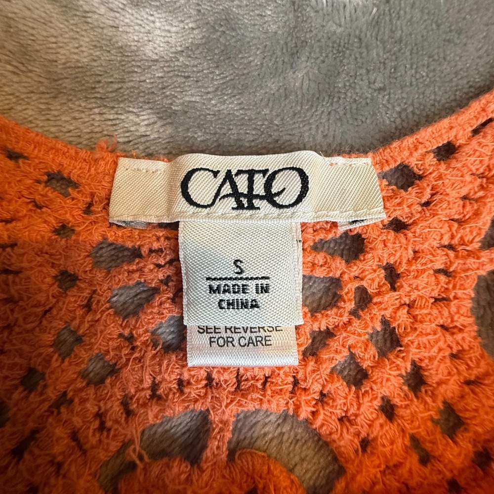 Cato Coral Crochet Lace Tunic Top Size Small Boho Beach Cover Up - Picture 7 of 9